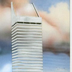 Edifici Citicorp e Chrysler, matita colorata e acquerello di Ronald Mallory