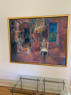 Ronald Millar Huge Oil on Canvas Interior Still Life 1978