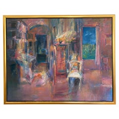 Ronald Millar Óleo sobre lienzo Naturaleza muerta interior 1978