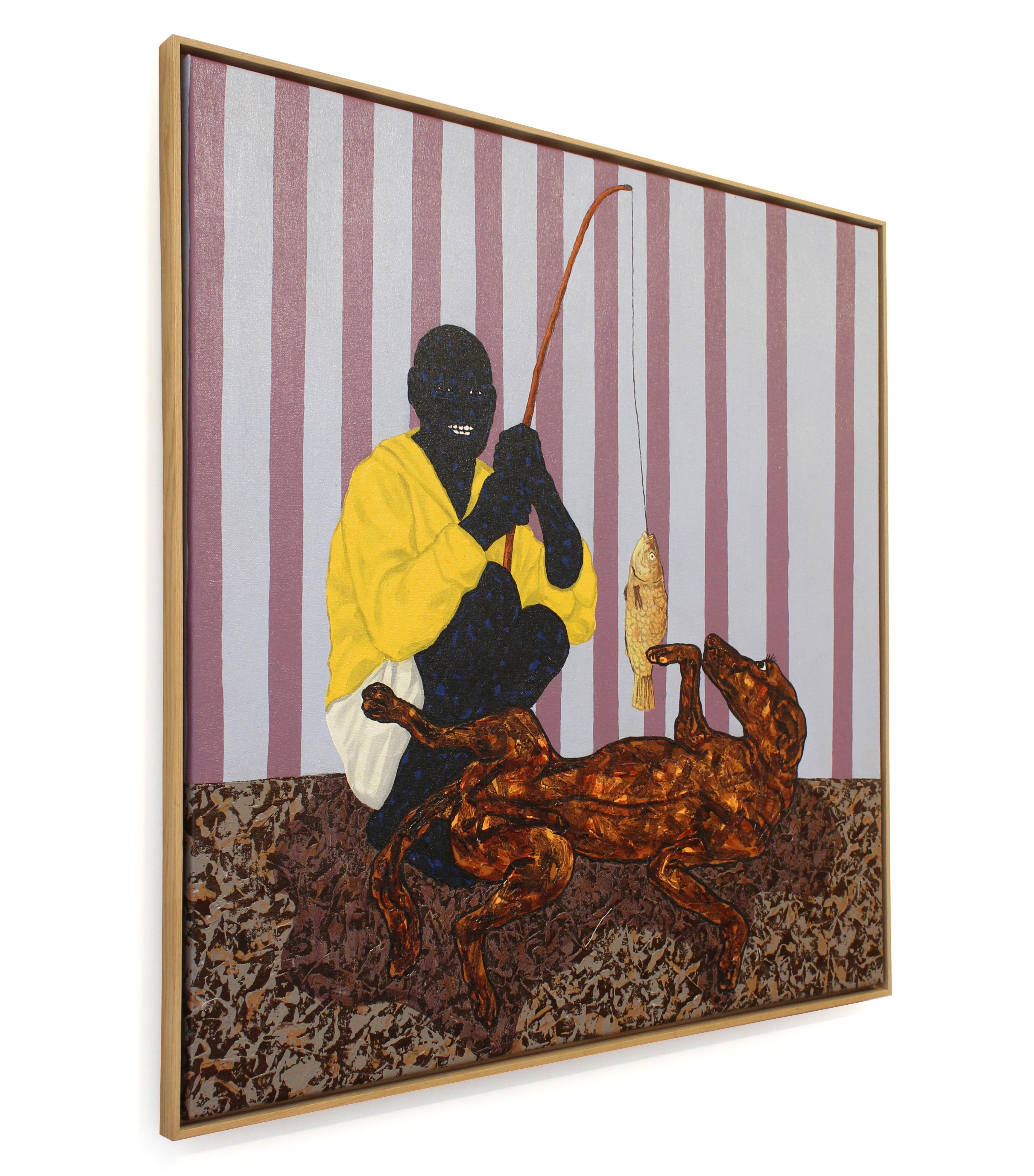Boy with golden fish - Painting by Ronald Mugabe
