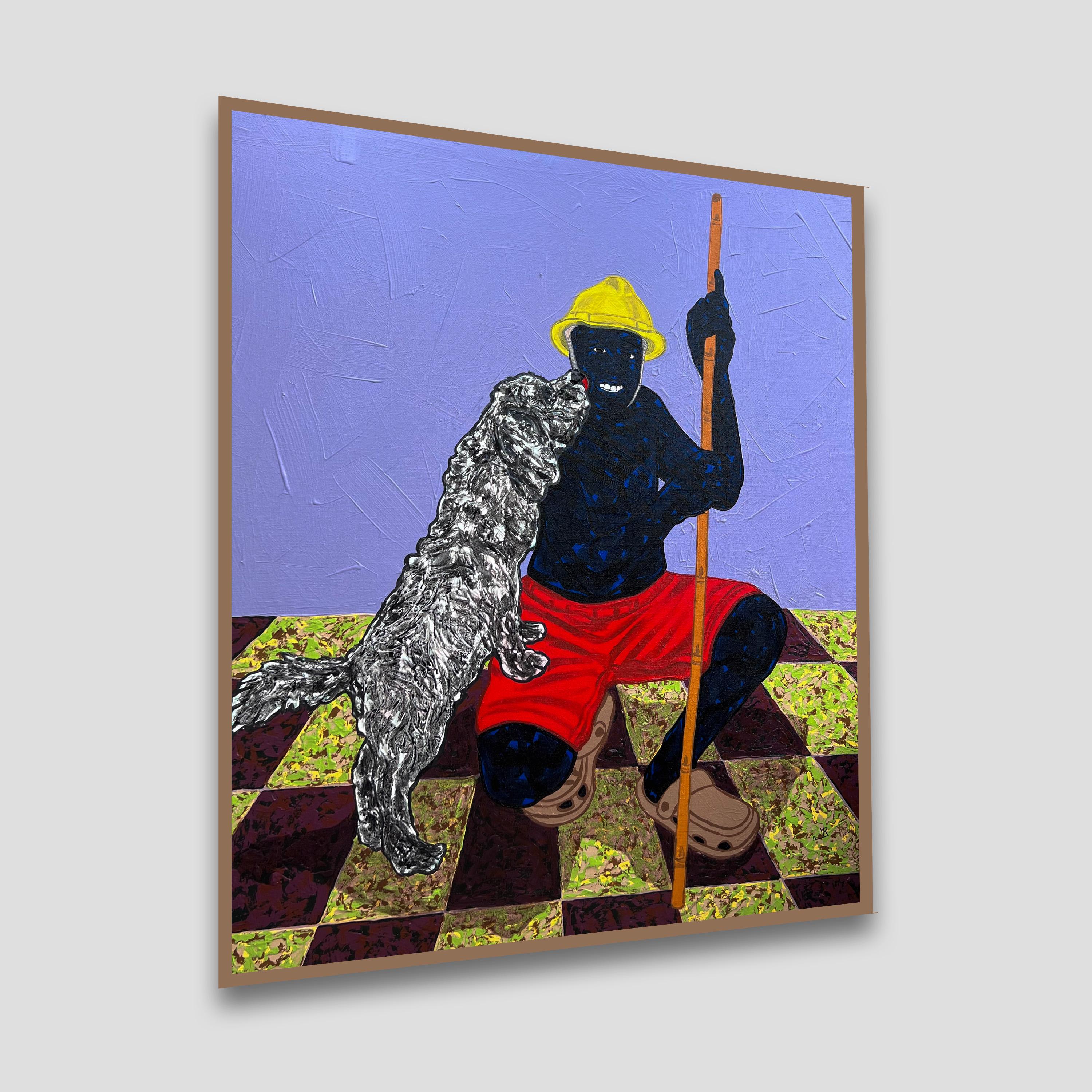 Chien heureux - Painting de Ronald Mugabe