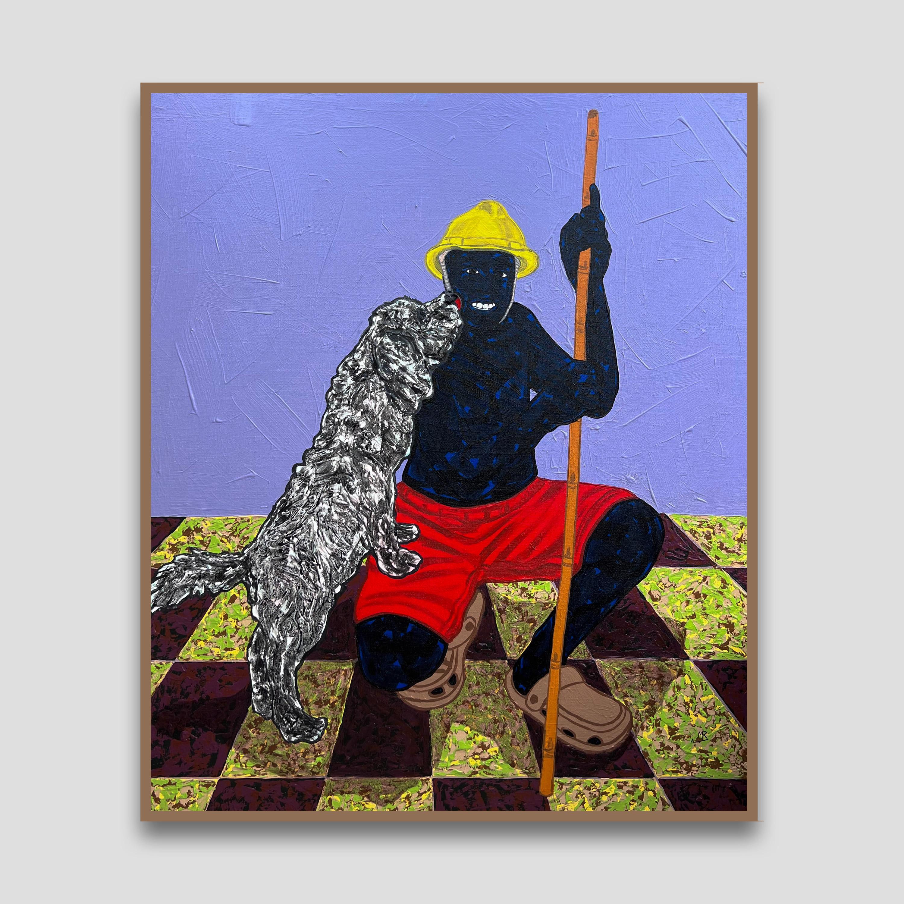 Chien heureux - Contemporain Painting par Ronald Mugabe