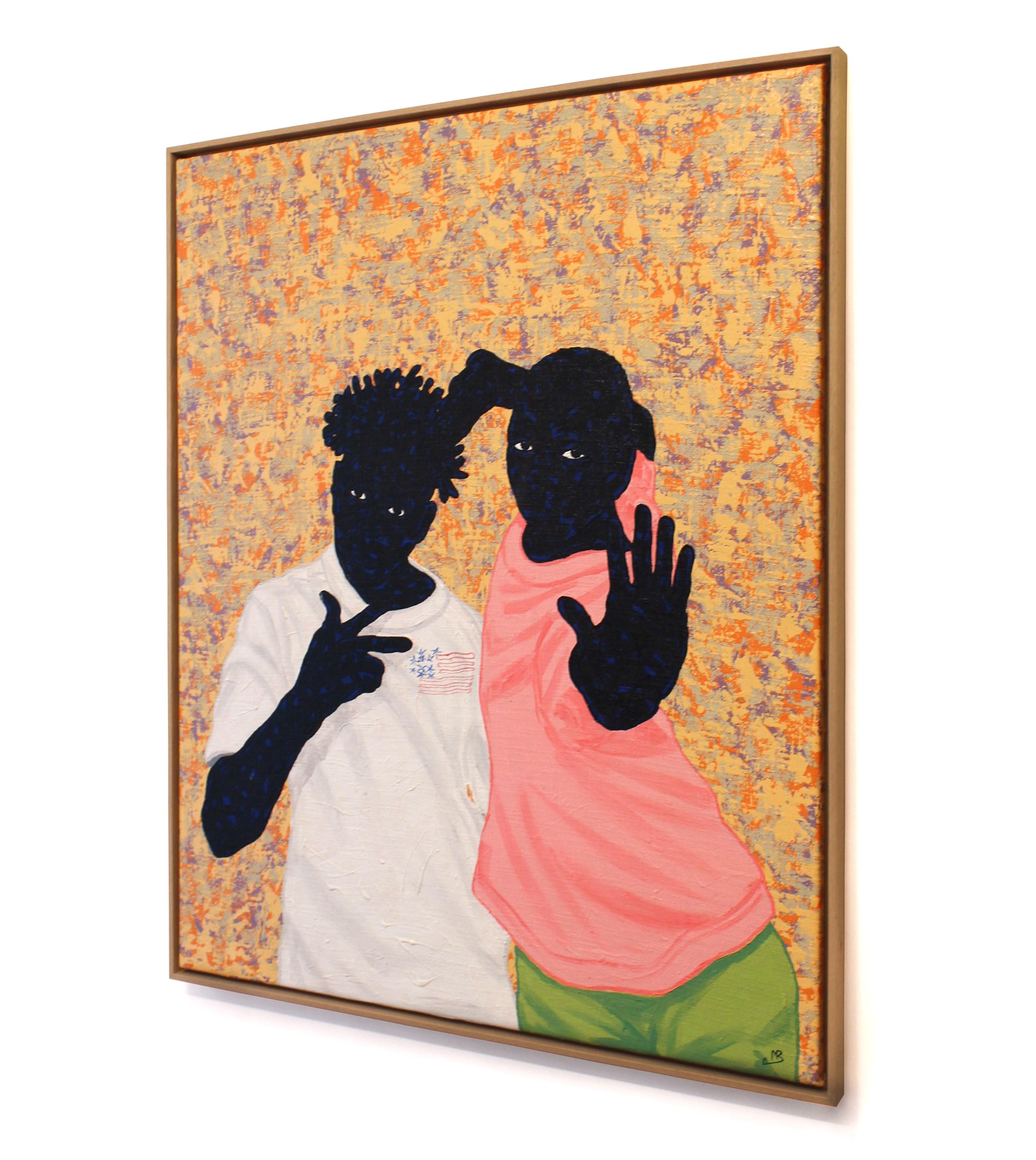 Das Leben ist voller Geschichten (Beige), Portrait Painting, von Ronald Mugabe