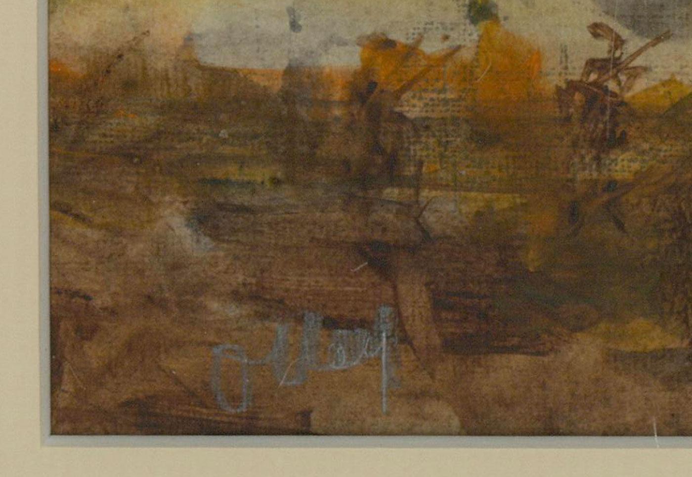 Ronald Olley (b.1923) - c. 2000 Mixed Media, Battlefield with Barbed Wire For Sale 3