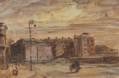 Ronald Olley (nato nel 1923) - c. 2000 Acrilico, Scena di strada con figure