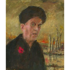 Ronald Olley (nato nel 1923) - c. 2000 Olio, Ritratto di un veterano su un campo di battaglia
