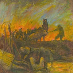 Ronald Olley (b.1923) - c. 2000 Oil, Struggling Horses