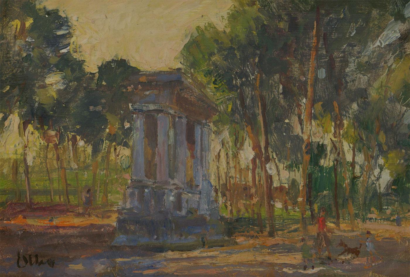 Ronald Olley (nato nel 1923) - c. 2000 Olio, I Giardini Borghese, Roma 1