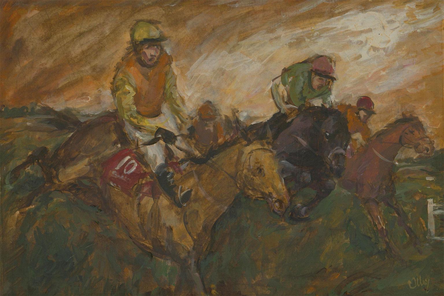 Ronald Olley (b.1923) - Fine c. 2000 Oil, Horse Racing 1