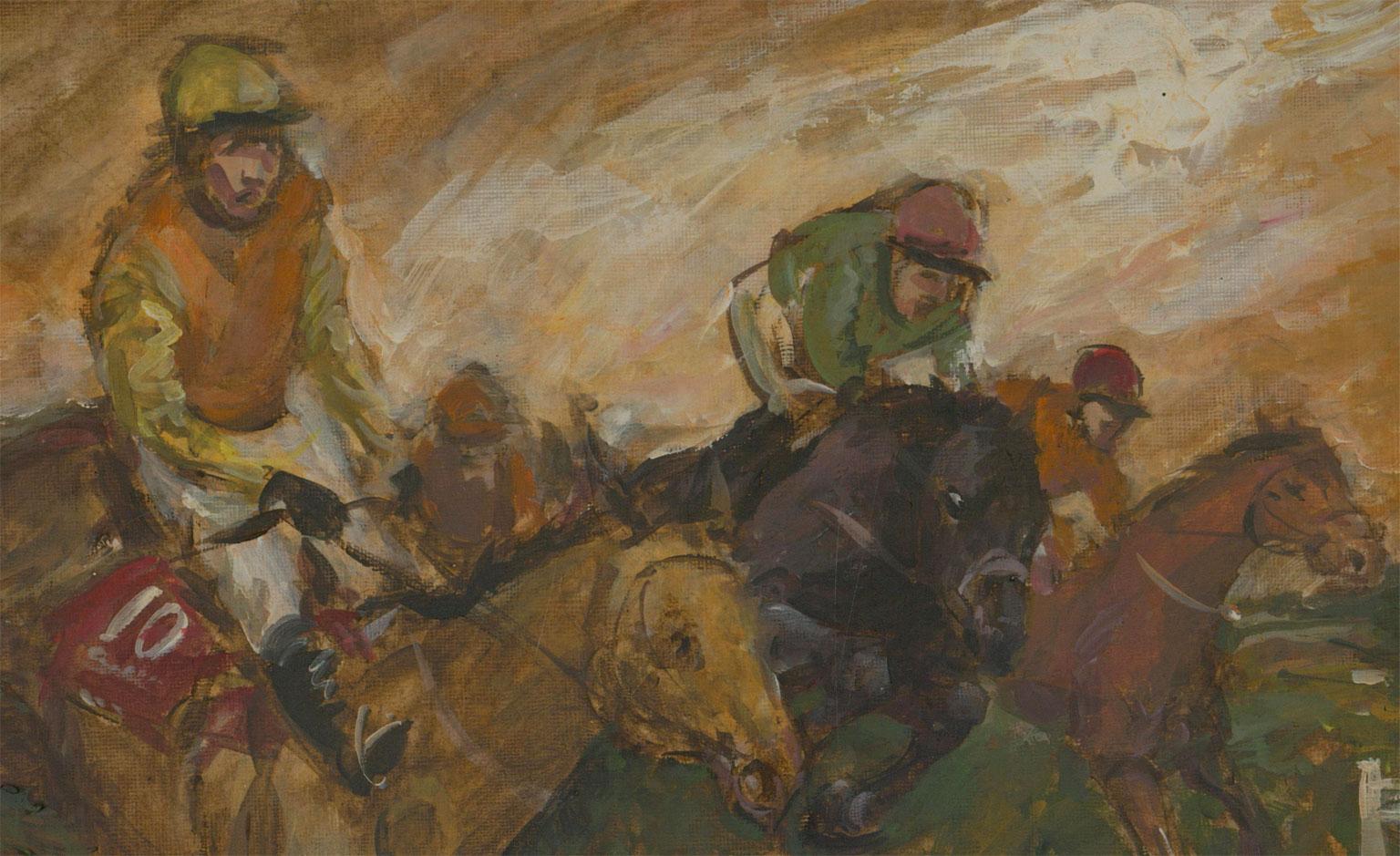 Ronald Olley (b.1923) - Fine c. 2000 Oil, Horse Racing 2