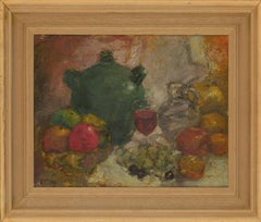 Ronald Olley (b.1923) - Fine c. 2000 Oil, Still Life, Table of Fruits & Wine