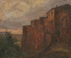 Ronald Olley (n.1923) - Óleo enmarcado c. 2000, Ciudad de la colina toscana