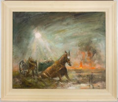 Used Ronald Olley (b.1923) - Signed & Framed c. 2000 Oil, Horses Slain in Mud
