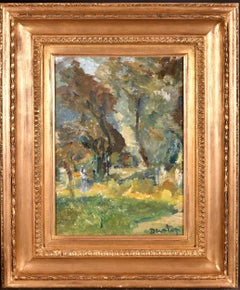 Figure in a Wooded Landscape - Mid 20th Century Irish Impressionist Oil Painting
