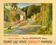 Affiche d'origine du bureau de poste général Stanton Cotswolds Correct Address