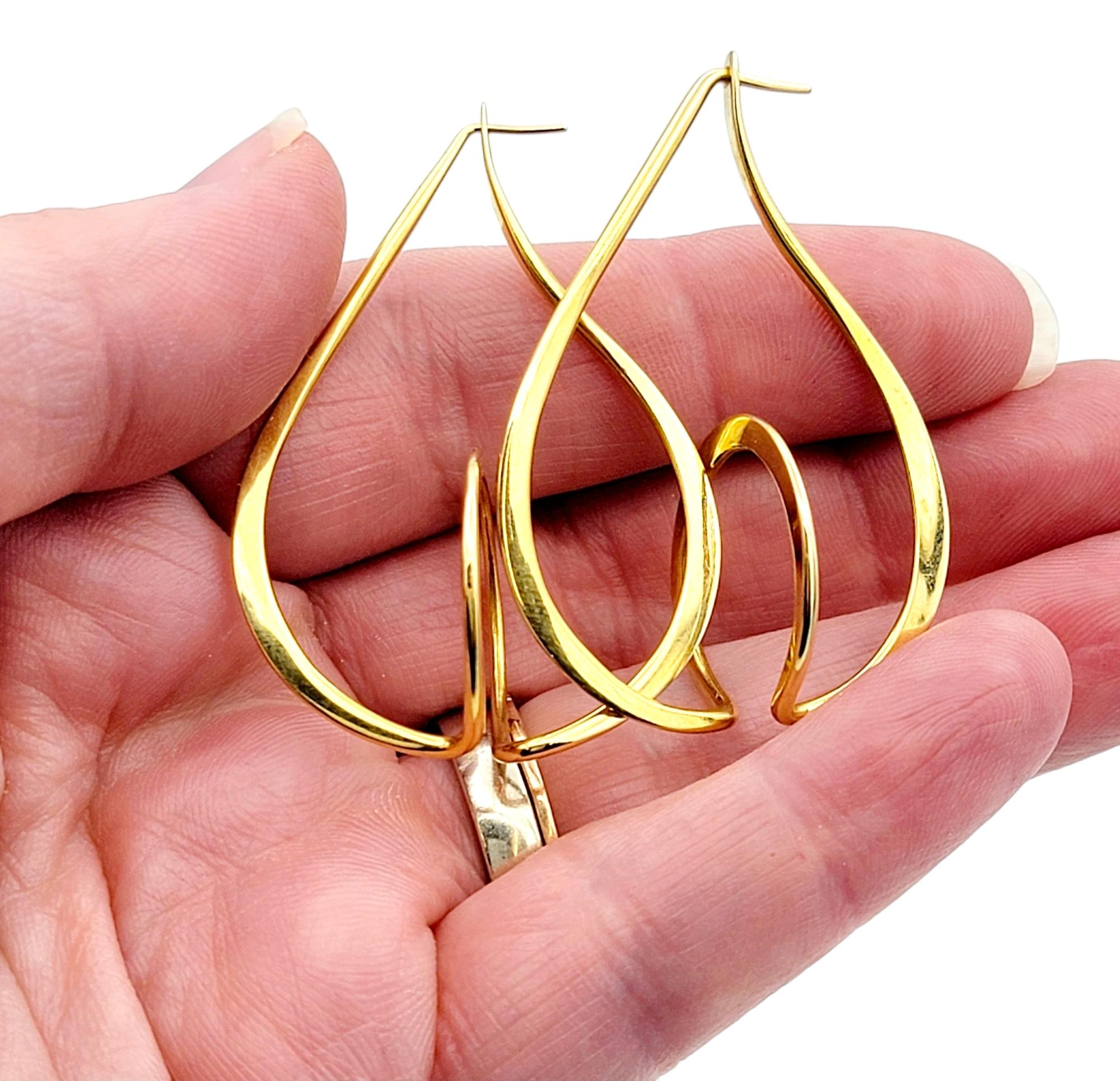 Ronald Pearson Geometric Modernist Dimensional Hoop Earrings in 14 Karat Gold 4