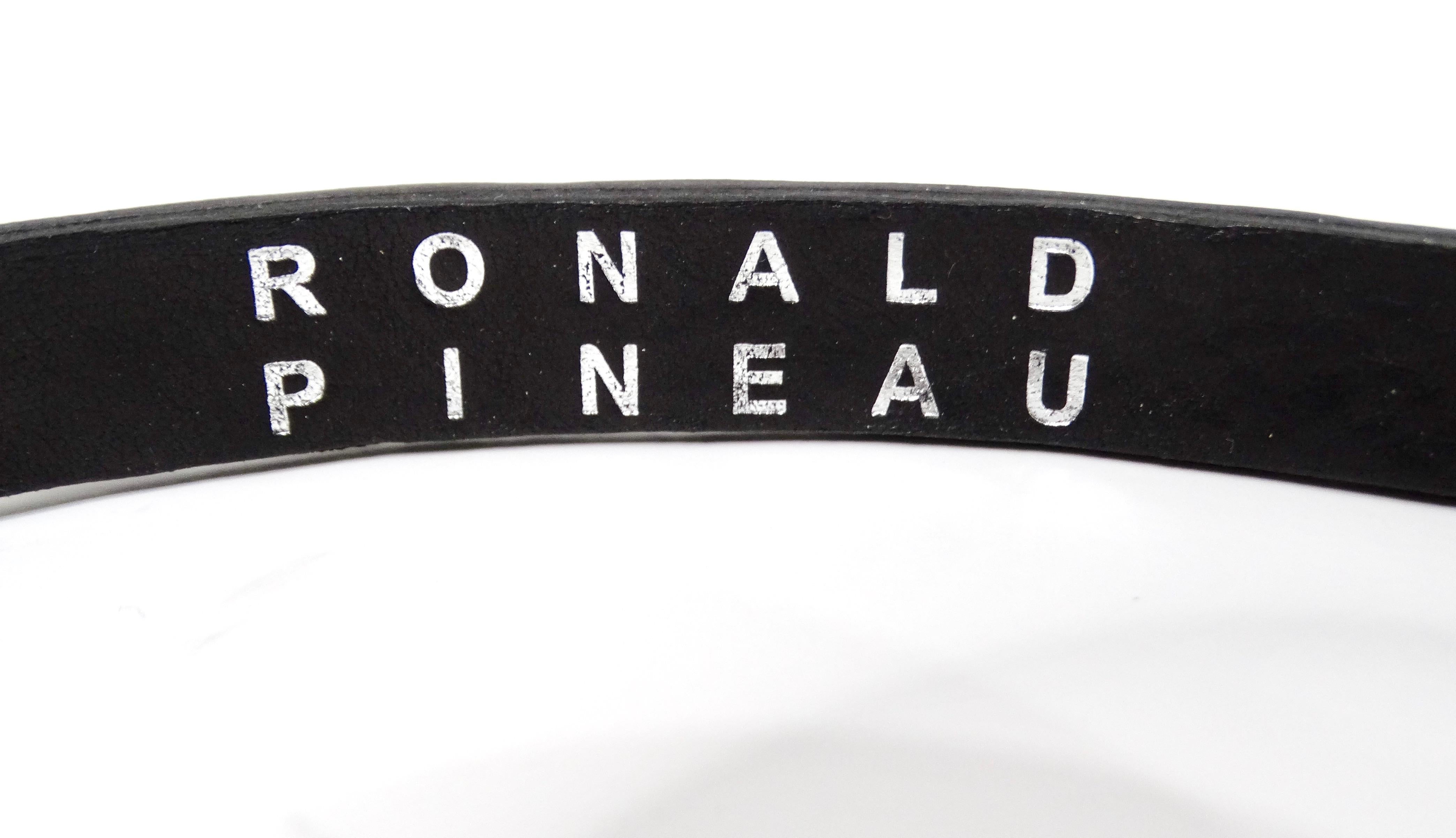 Ronald Pineau Skinny Light Brown Brass Studded Leather Belt In Good Condition For Sale In Scottsdale, AZ