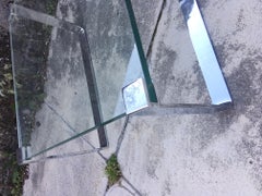 Ronald Schmitt Chrome and Thick Glass Side Table Germany, circa 1970s