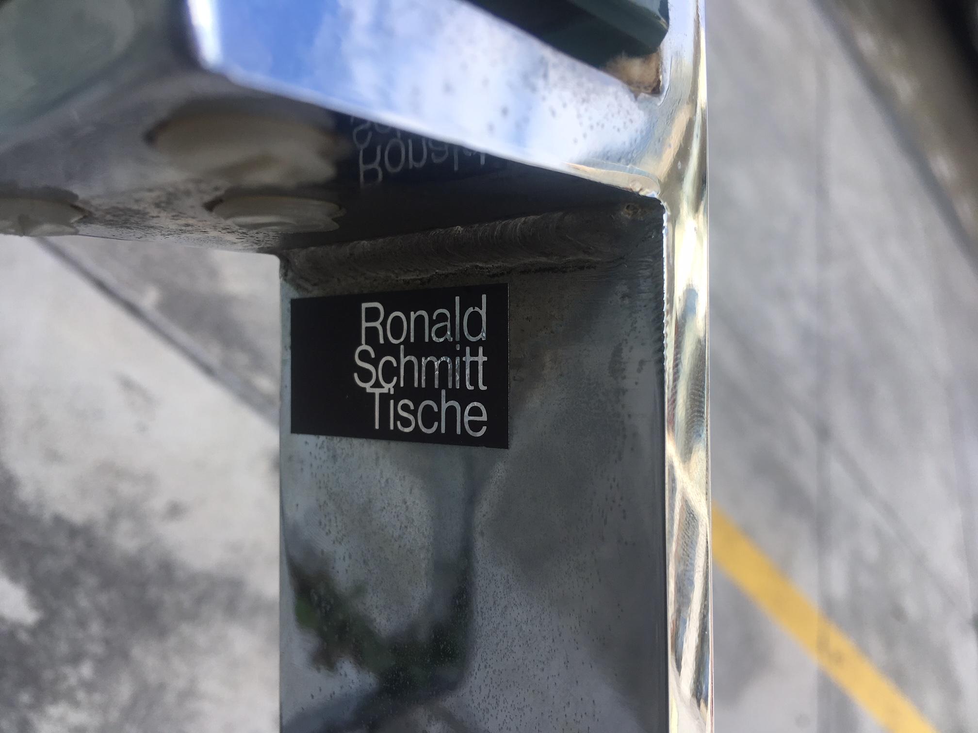 Ronald Schmitt Chrome and Thick Glass Side Table Germany, circa 1970s For Sale 1