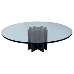 Ronald Schmitt Coffee Table in Black Steel with Glass Top, 1970s