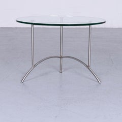 Ronald Schmitt Designer Glass Coffee Table Set Silver Round