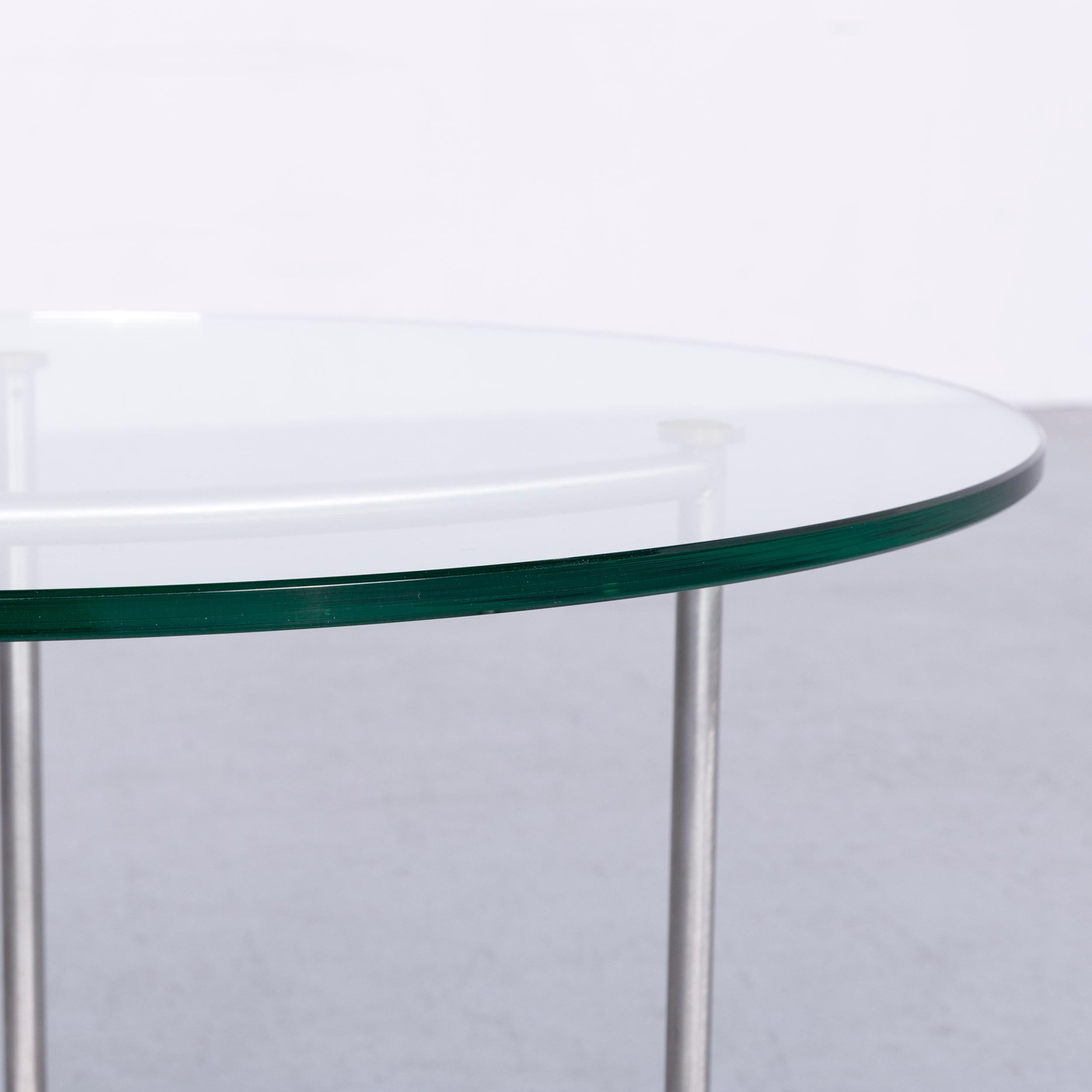 German Ronald Schmitt Designer Glass Coffee Table Set Silver Round