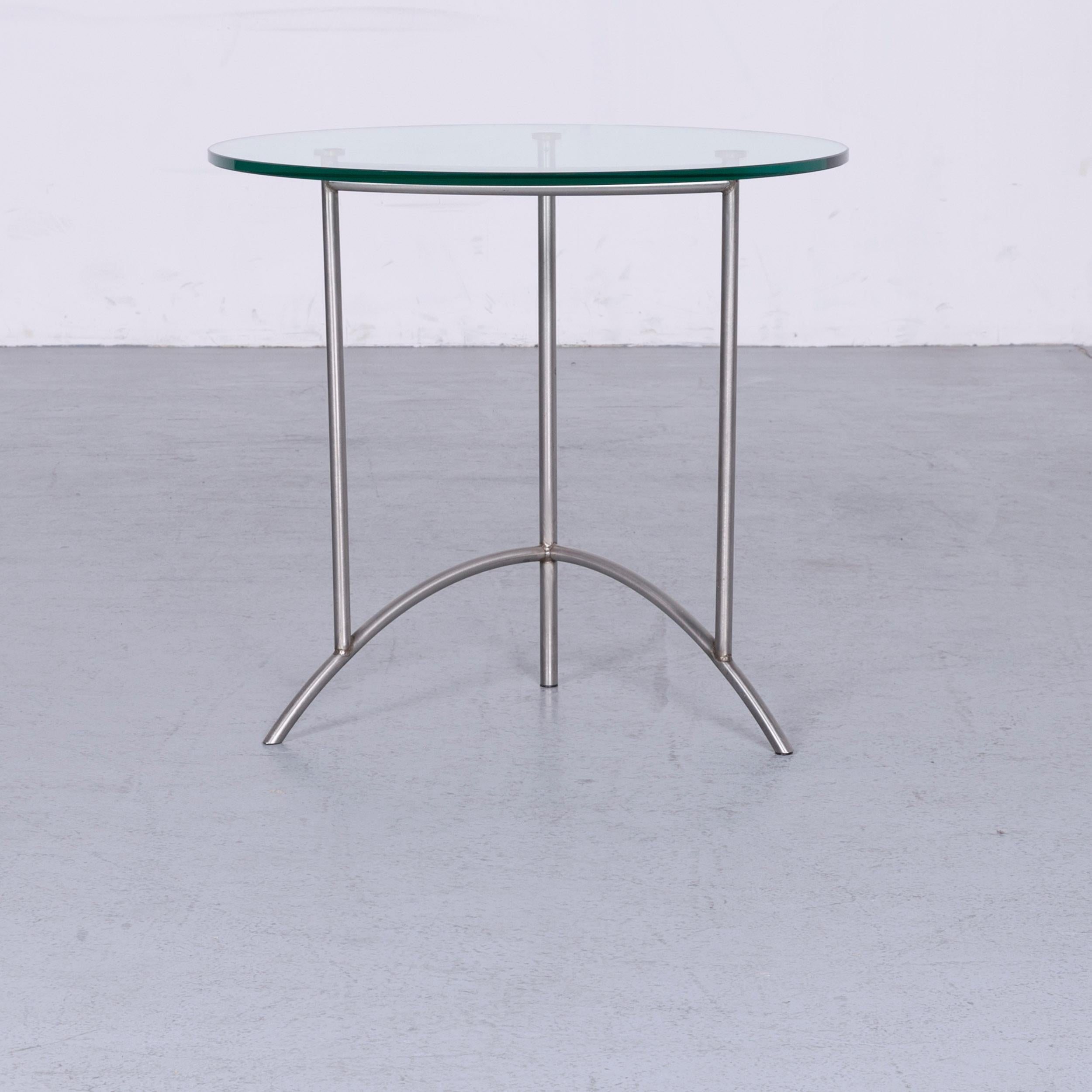 Ronald Schmitt Designer Glass Coffee Table Set Silver Round 1