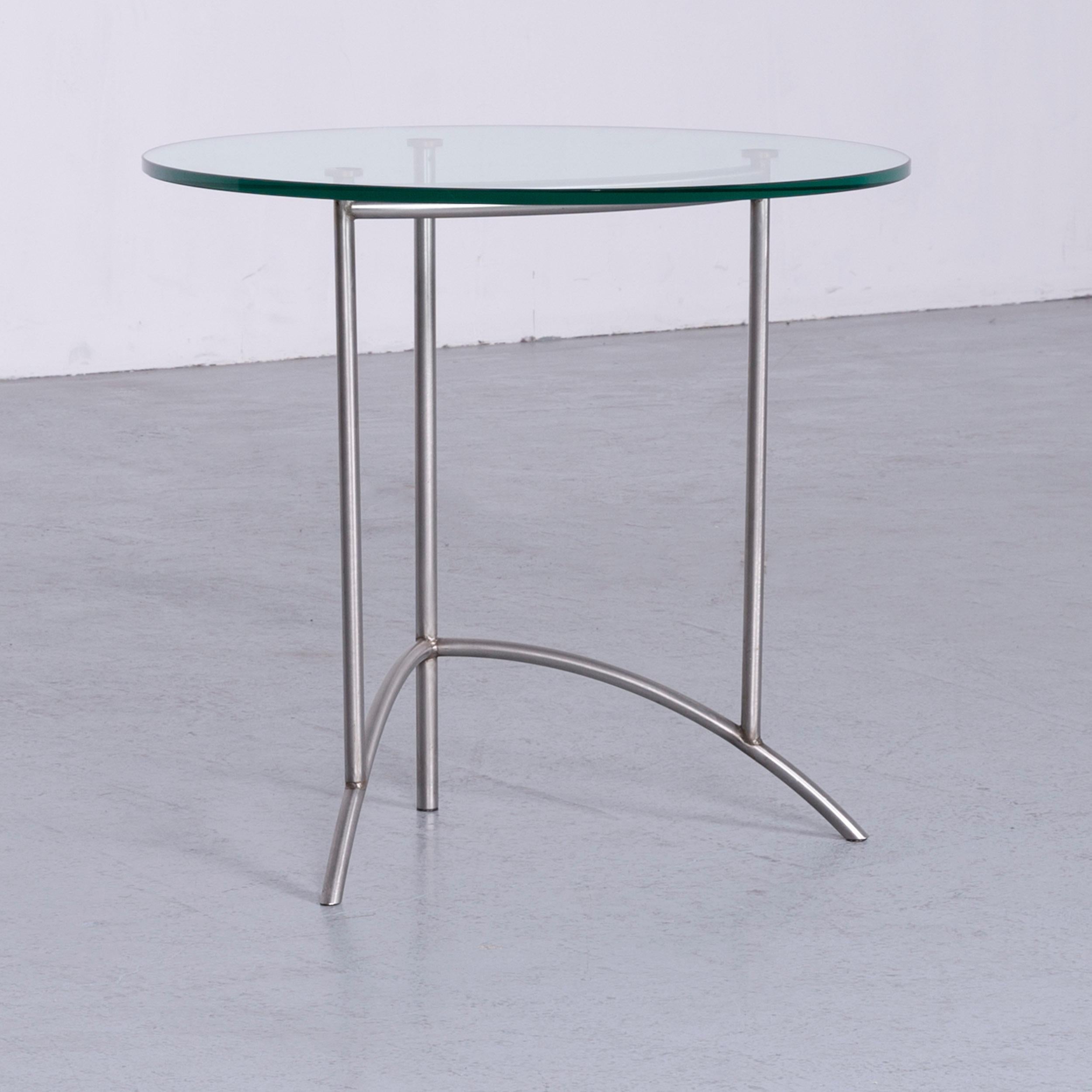 Ronald Schmitt Designer Glass Coffee Table Set Silver Round 2