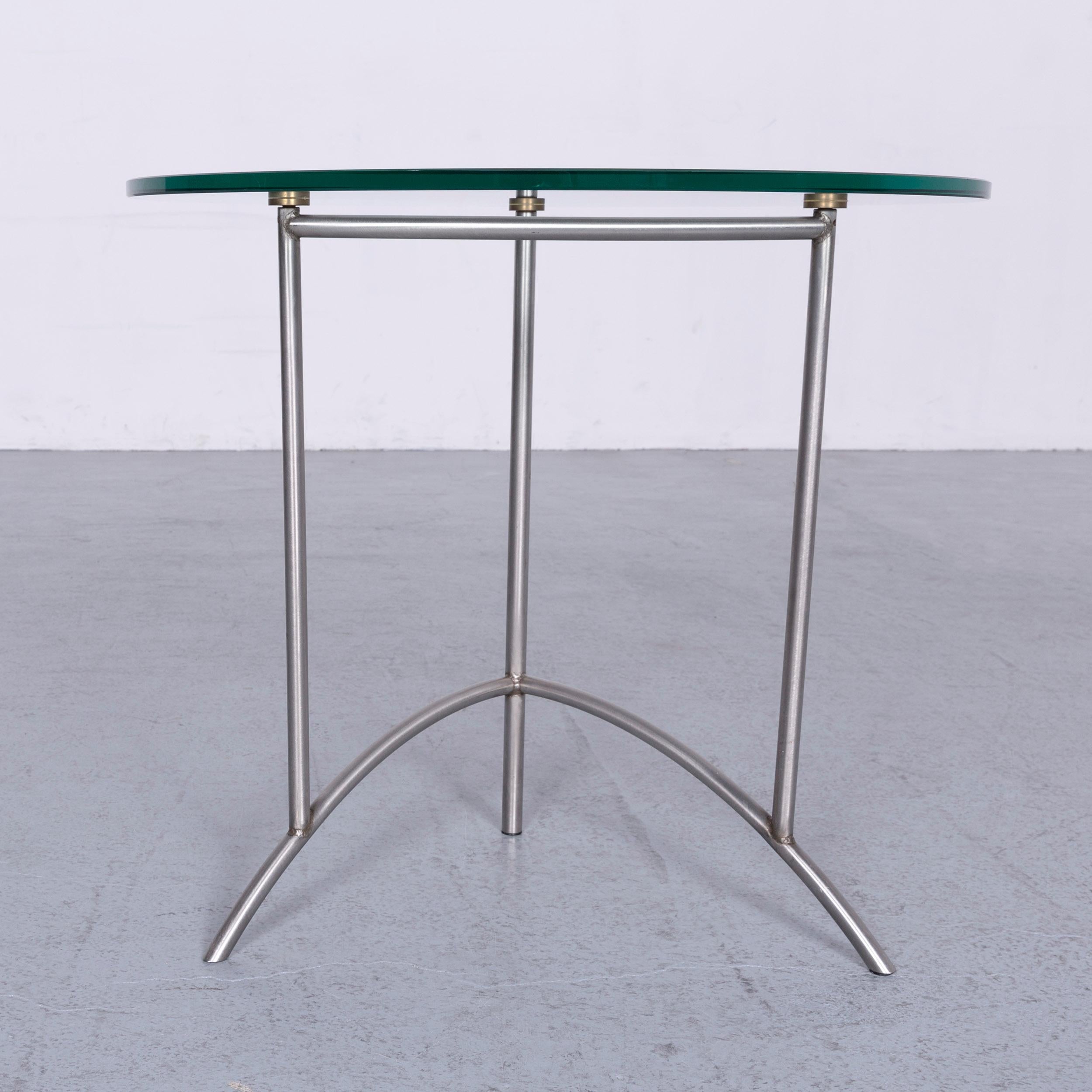 Ronald Schmitt Designer Glass Coffee Table Set Silver Round 3