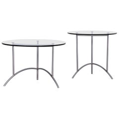 Ronald Schmitt Designer Glass Coffee Table Set Silver Round