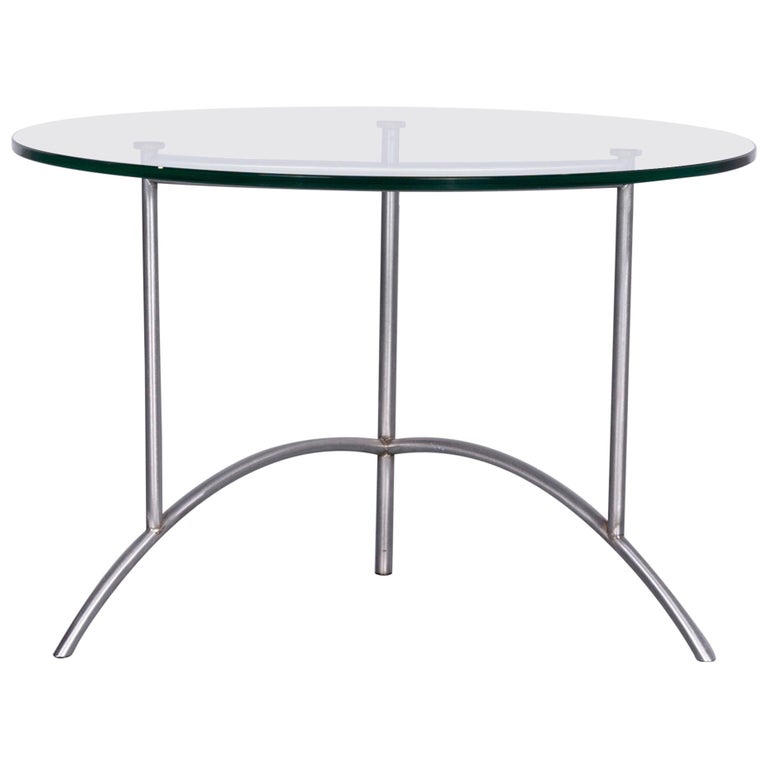 Ronald Schmitt Designer Glass Coffee Table Silver Round