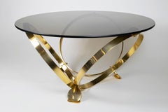 Ronald Schmitt Diamond Designer Glass Coffee Table Brass by Knut Hesterberg