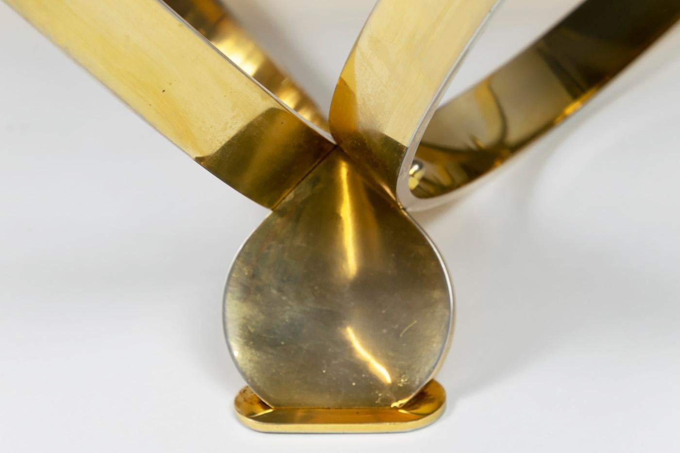 German Ronald Schmitt Diamond Designer Glass Coffee Table Brass by Knut Hesterberg For Sale