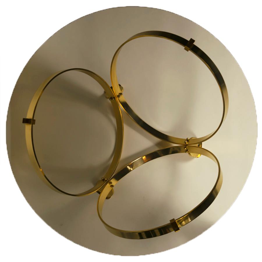 Ronald Schmitt Diamond Designer Glass Coffee Table Brass by Knut Hesterberg For Sale 1