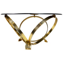 Ronald Schmitt Diamond Designer Glass Coffee Table Brass by Knut Hesterberg