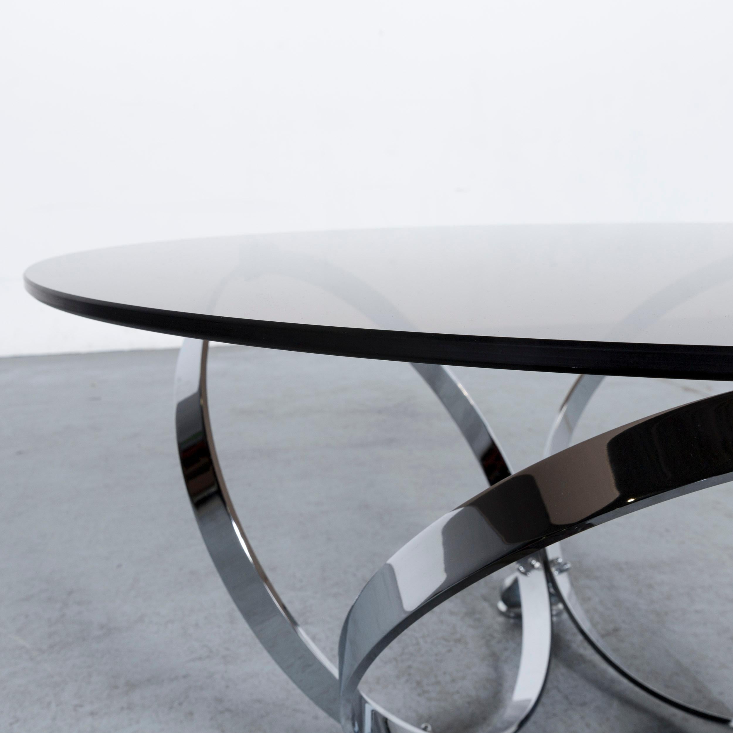 Modern Ronald Schmitt Diamond Designer Glass Coffee Table Silver Round For Sale