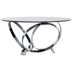 Ronald Schmitt Diamond Designer Glass Coffee Table Silver Round