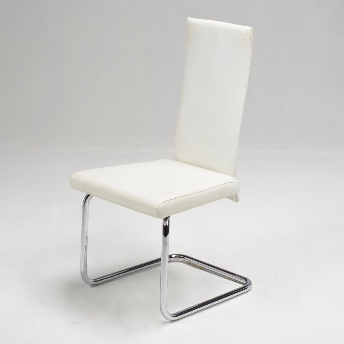 German Ronald Schmitt Dining Chair in Leather and Chrome For Sale