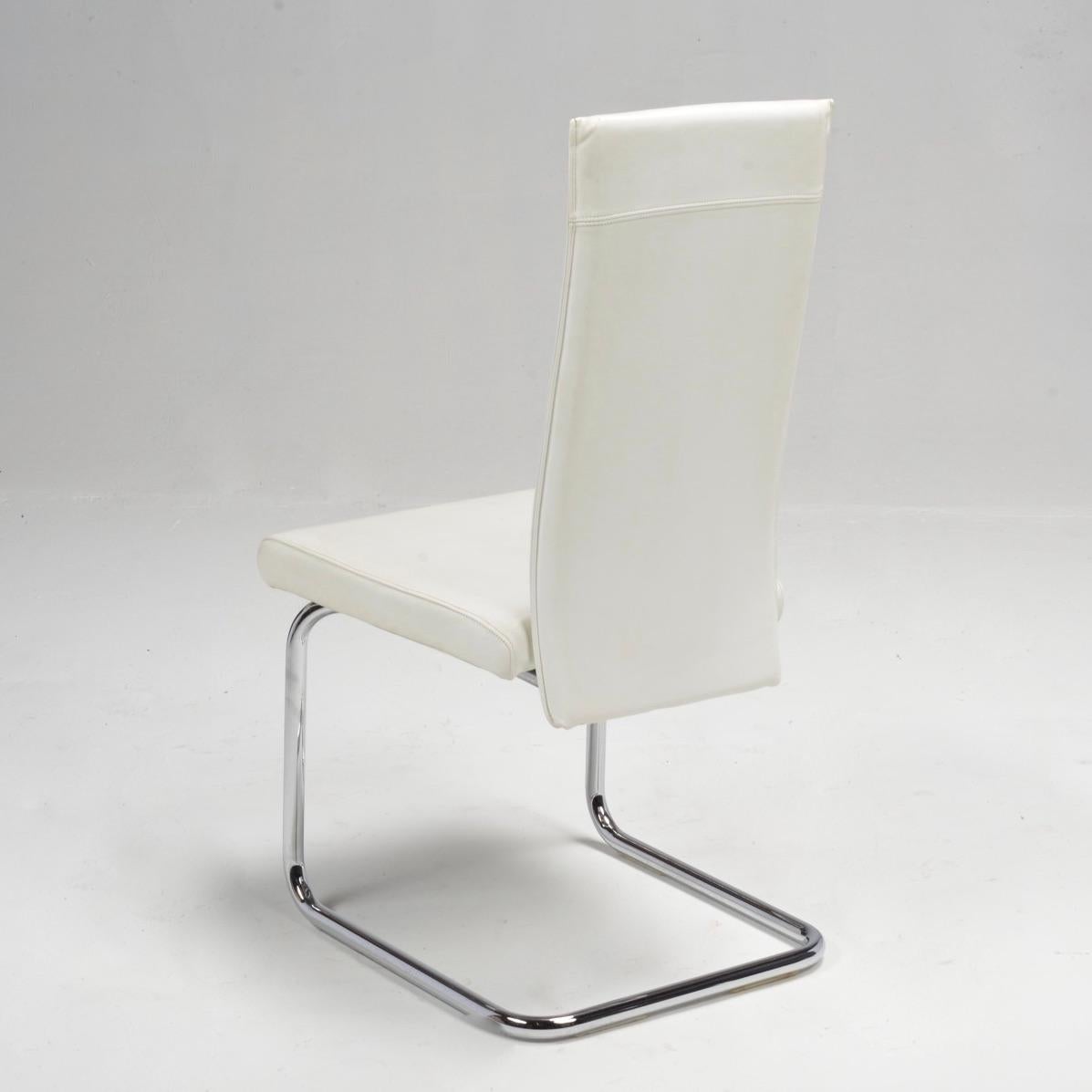 Ronald Schmitt Dining Chair in Leather and Chrome In Good Condition For Sale In Los Angeles, CA