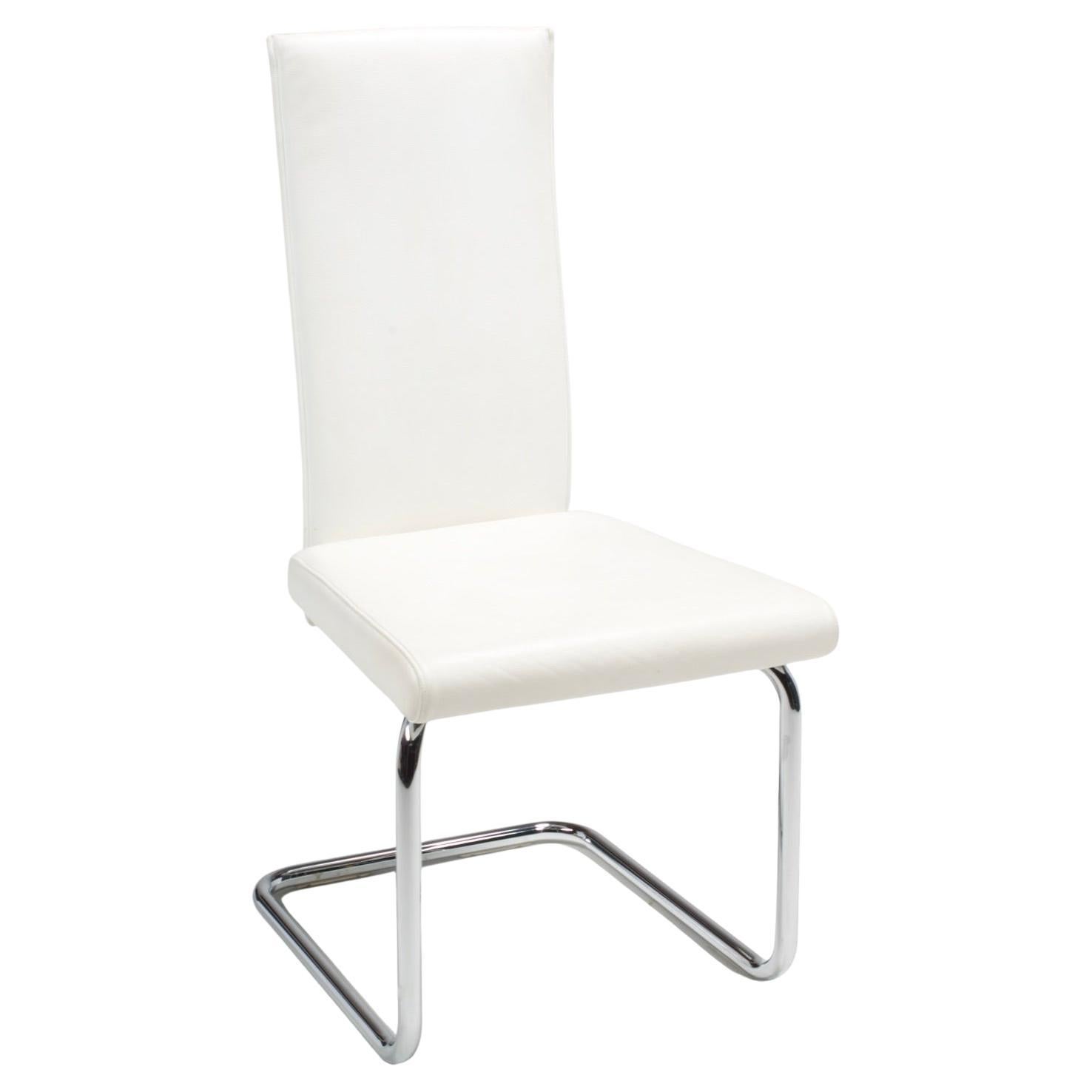 Ronald Schmitt Dining Chair in Leather and Chrome For Sale