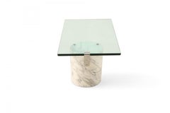 Ronald Schmitt for Brueton White Carrara Marble and Glass Coffee Table