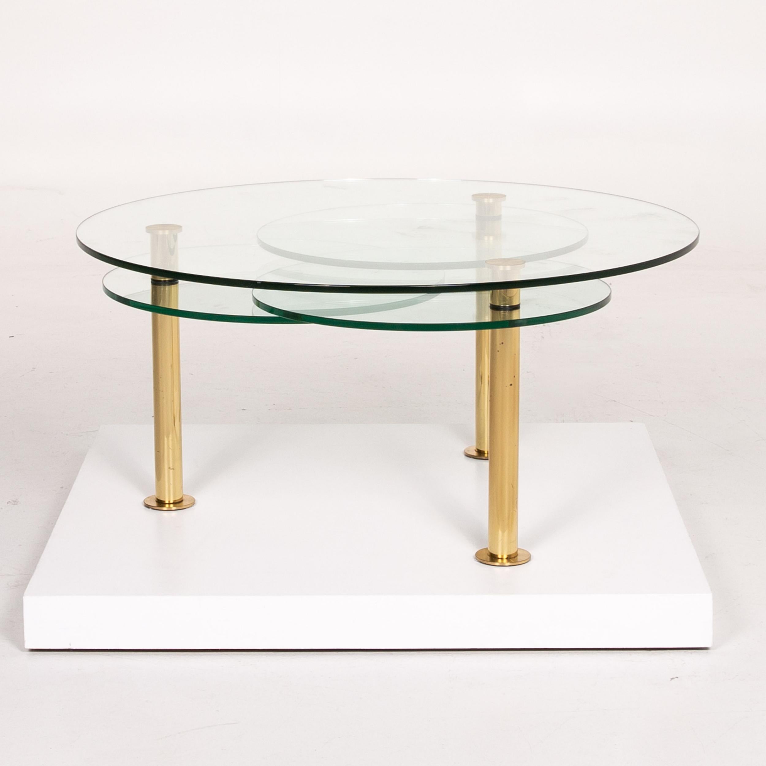 Ronald Schmitt Glass Coffee Table Gold Function Adjustable Table For Sale 4