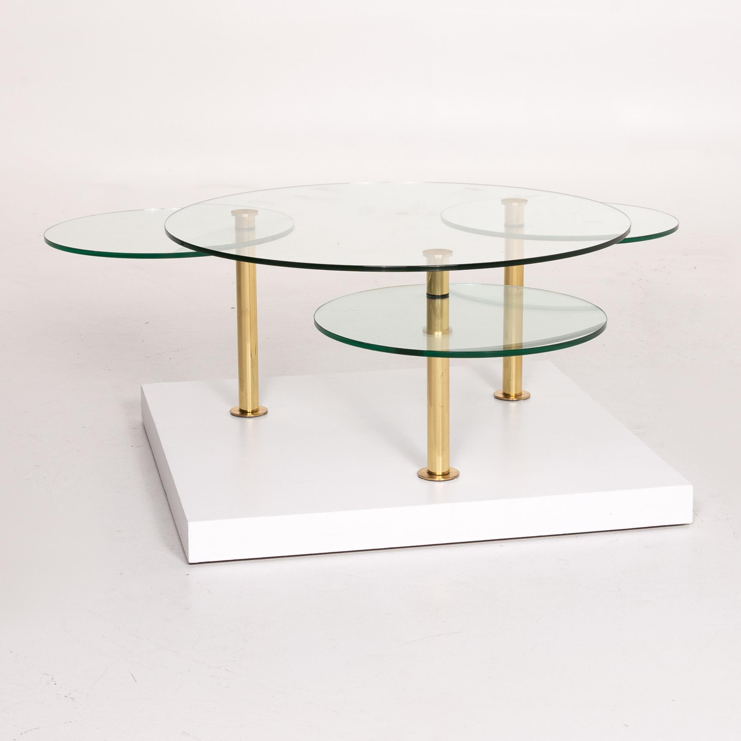 Modern Ronald Schmitt Glass Coffee Table Gold Function Adjustable Table For Sale