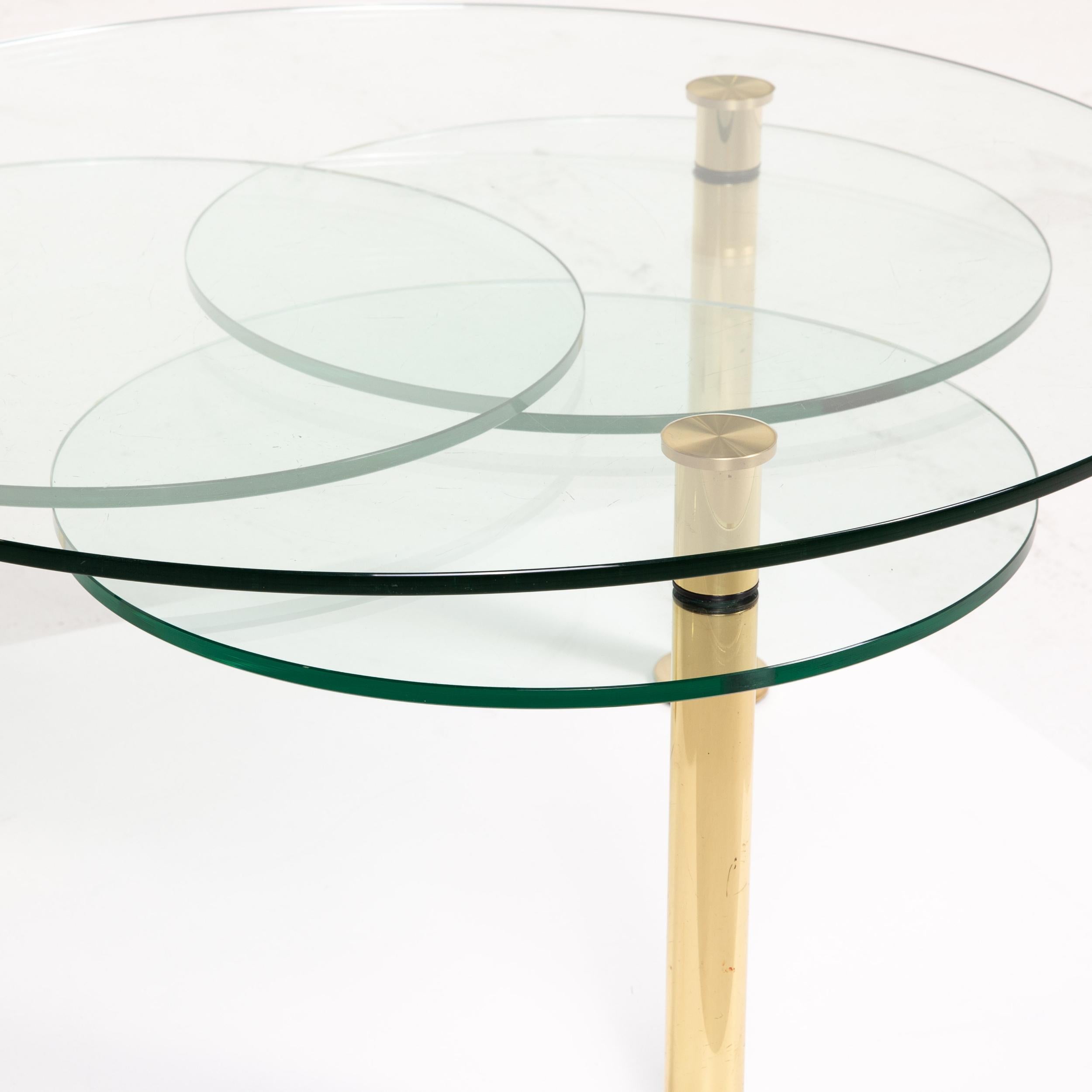 European Ronald Schmitt Glass Coffee Table Gold Function Adjustable Table For Sale