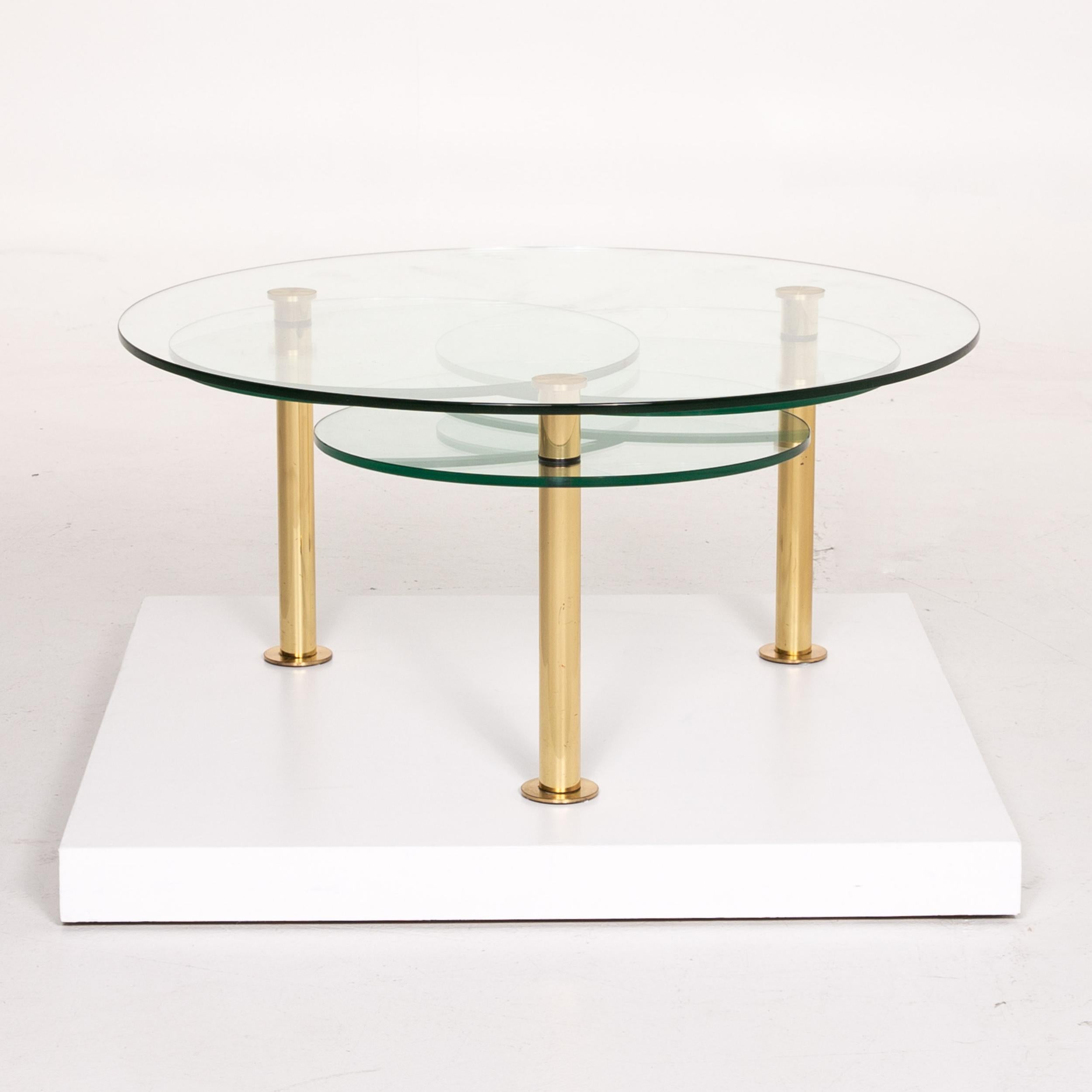 Contemporary Ronald Schmitt Glass Coffee Table Gold Function Adjustable Table For Sale