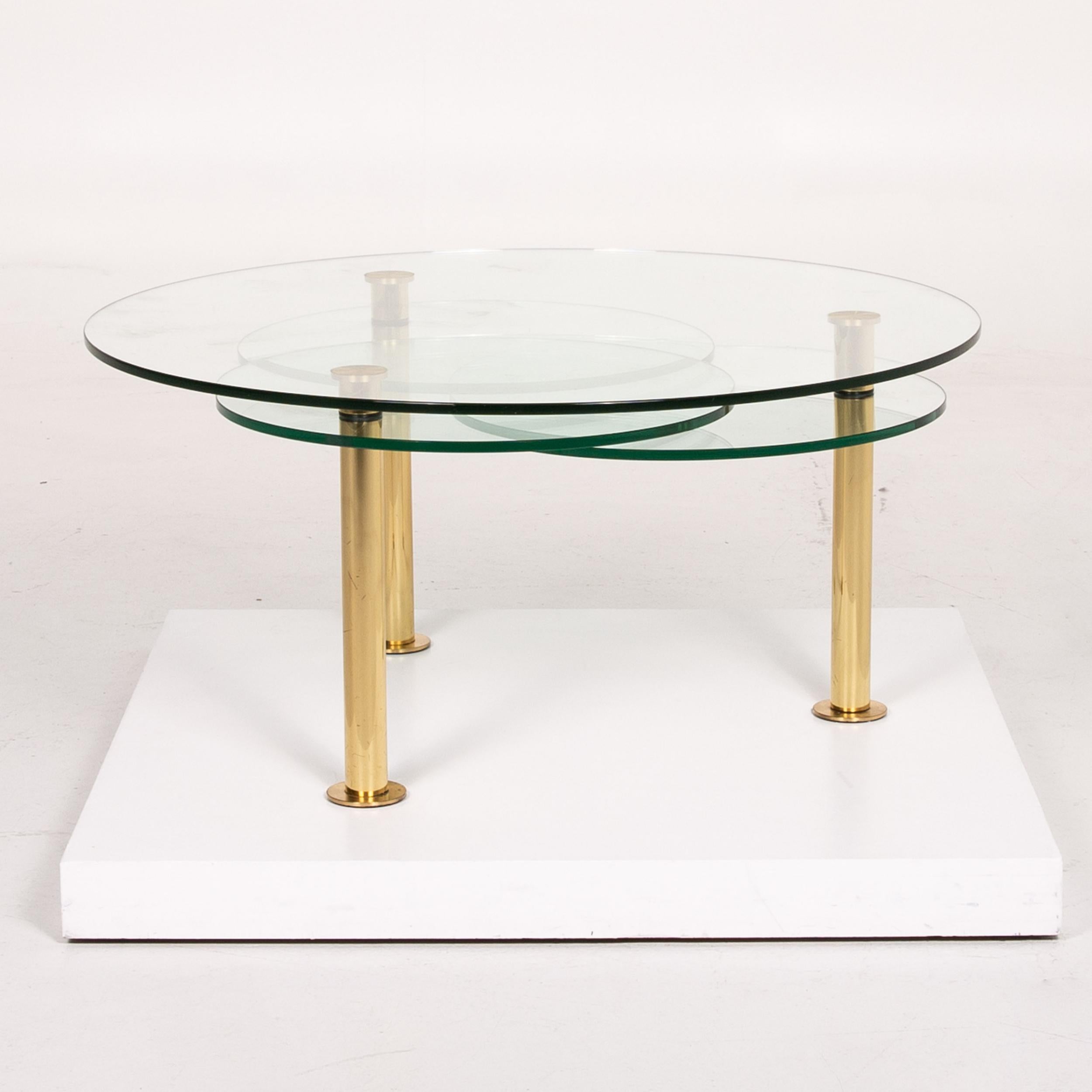 Ronald Schmitt Glass Coffee Table Gold Function Adjustable Table For Sale 2