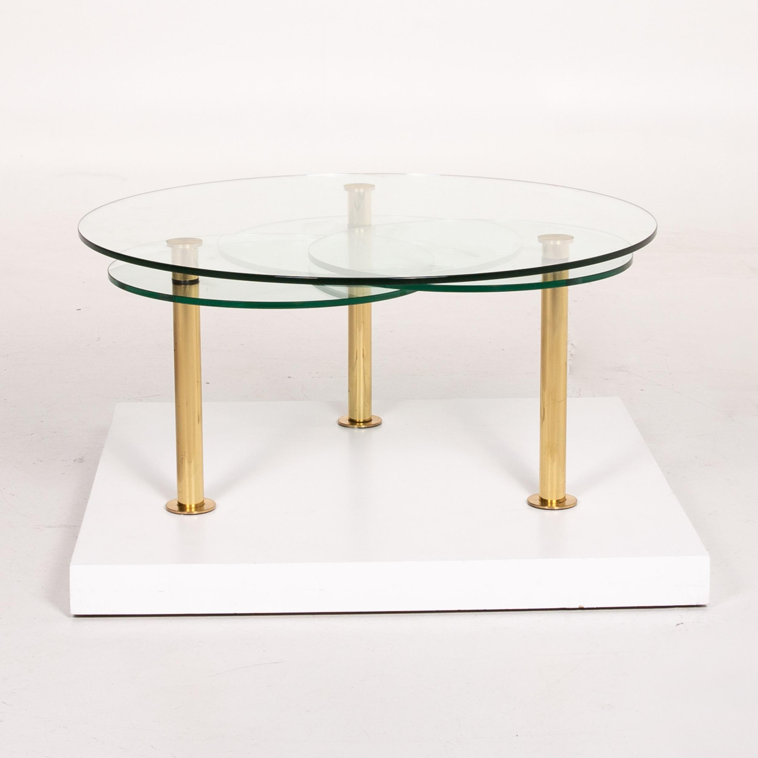 Ronald Schmitt Glass Coffee Table Gold Function Adjustable Table For Sale 3