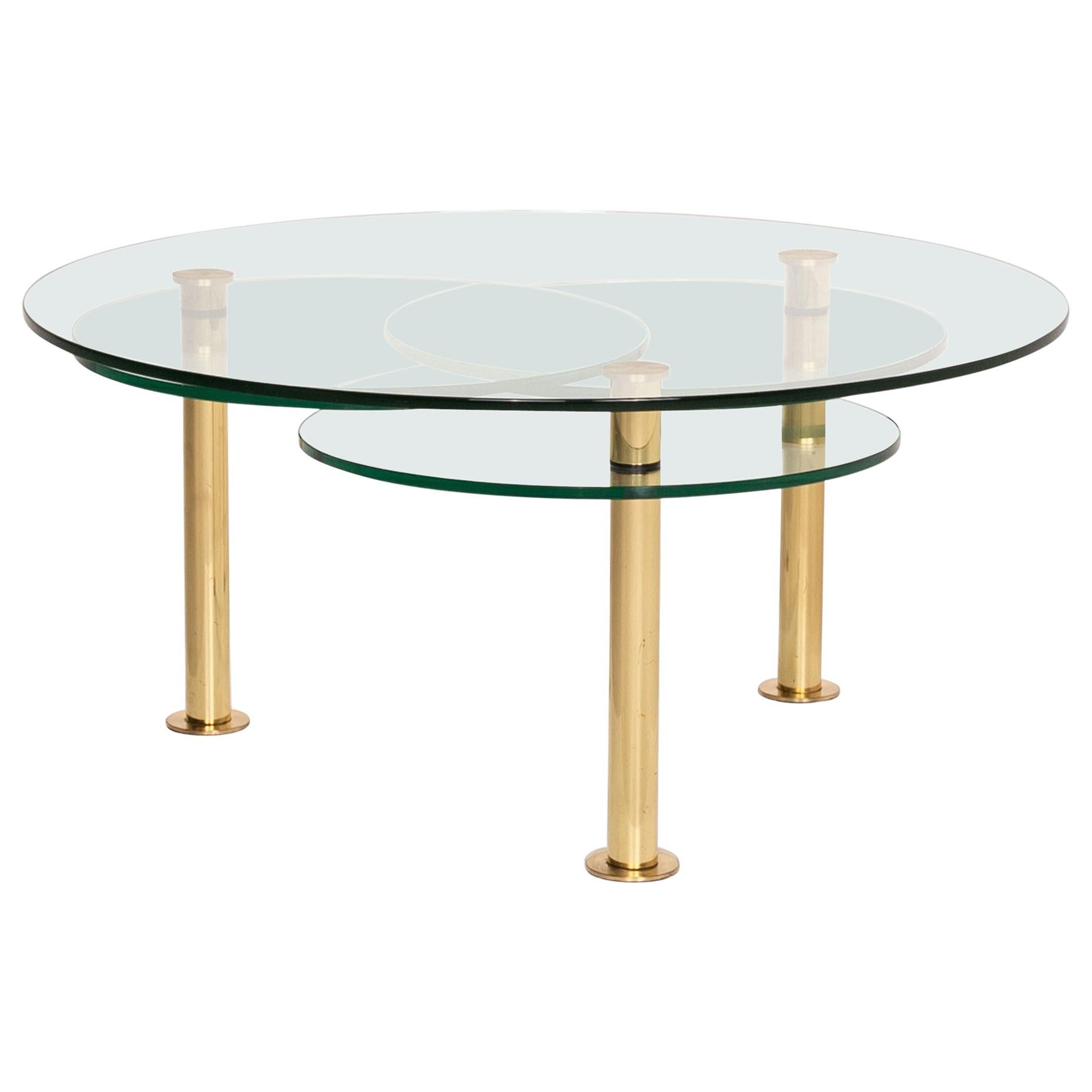 Ronald Schmitt Glass Coffee Table Gold Function Adjustable Table For Sale