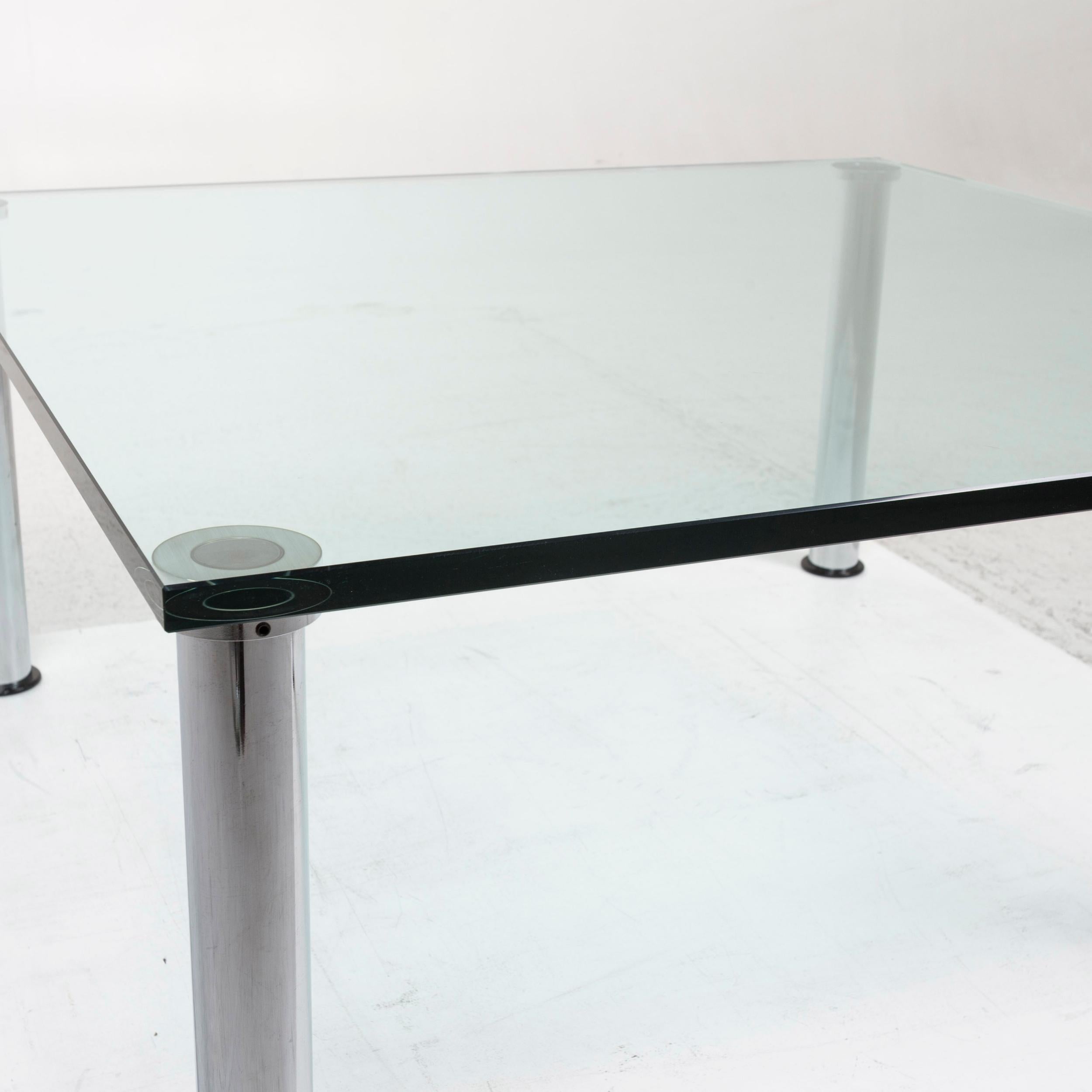 silver and glass coffee table