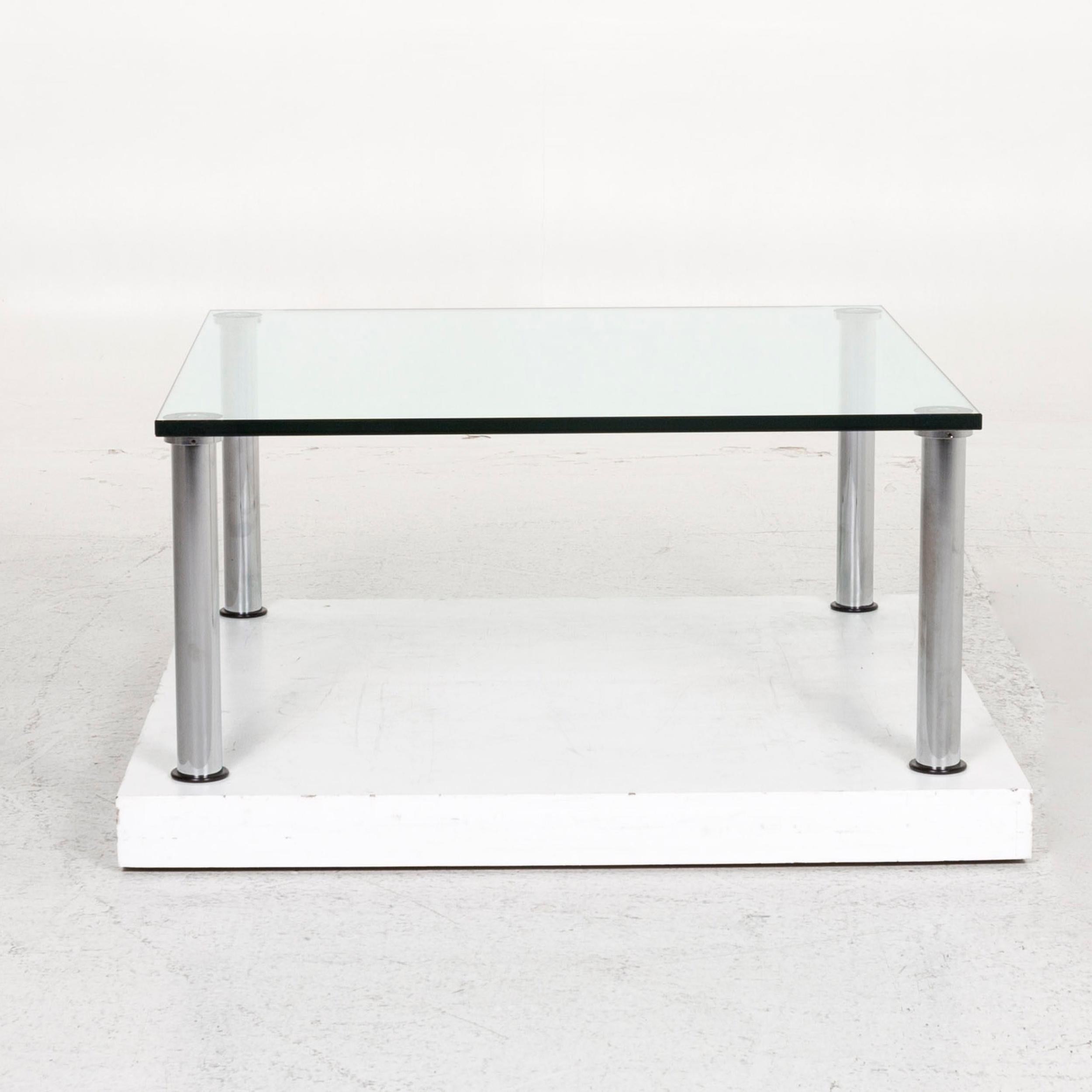 Contemporary Ronald Schmitt Glass Coffee Table Silver For Sale